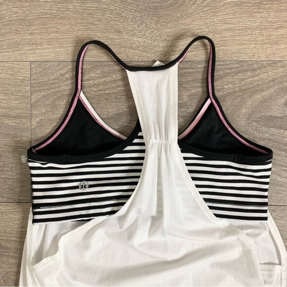 Lululemon No Limits Tank Top White Classic Stripe Black White Black Size 4 - Picture 9 of 16